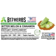 Bitter Melon & Cinnamon Veggie Capsules - Hand Blended - 500mg, 100 Vegetarian HMPC Capsules