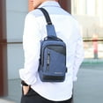 thumbnail image 4 of Xfvqtps Mens Chest Bag with USB Adjustable Shoulder Strap Large Capacity Multi Compartment Multi-Purpose Fashion Lightweight Portable Commuting Oxford Cloth Crossbody Bag Blue, 4 of 6