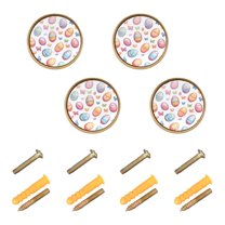 Yayeee 4 Pack Cabinet Knobs with Screws Round Zinc Drawer Pulls for Kitchen, Pastel Easter Pattern
