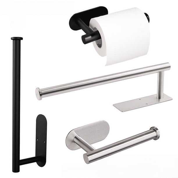 Portarrollos de papel higiénico para cocina, de pared, sin perforaciones, para baño, de acero inoxidable