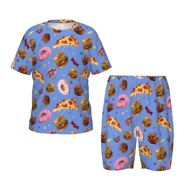 Balery Fastfoods Conjunto de Pijama Infantil de Manga Corta con Estampado – Ropa de Dormir de Algodón Suave-Medium