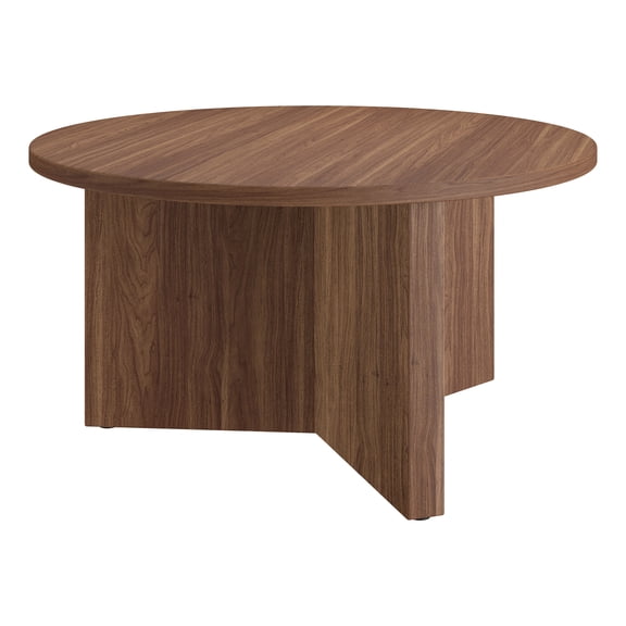 Anders 32" Wide Round Coffee Table in Satin Walnut