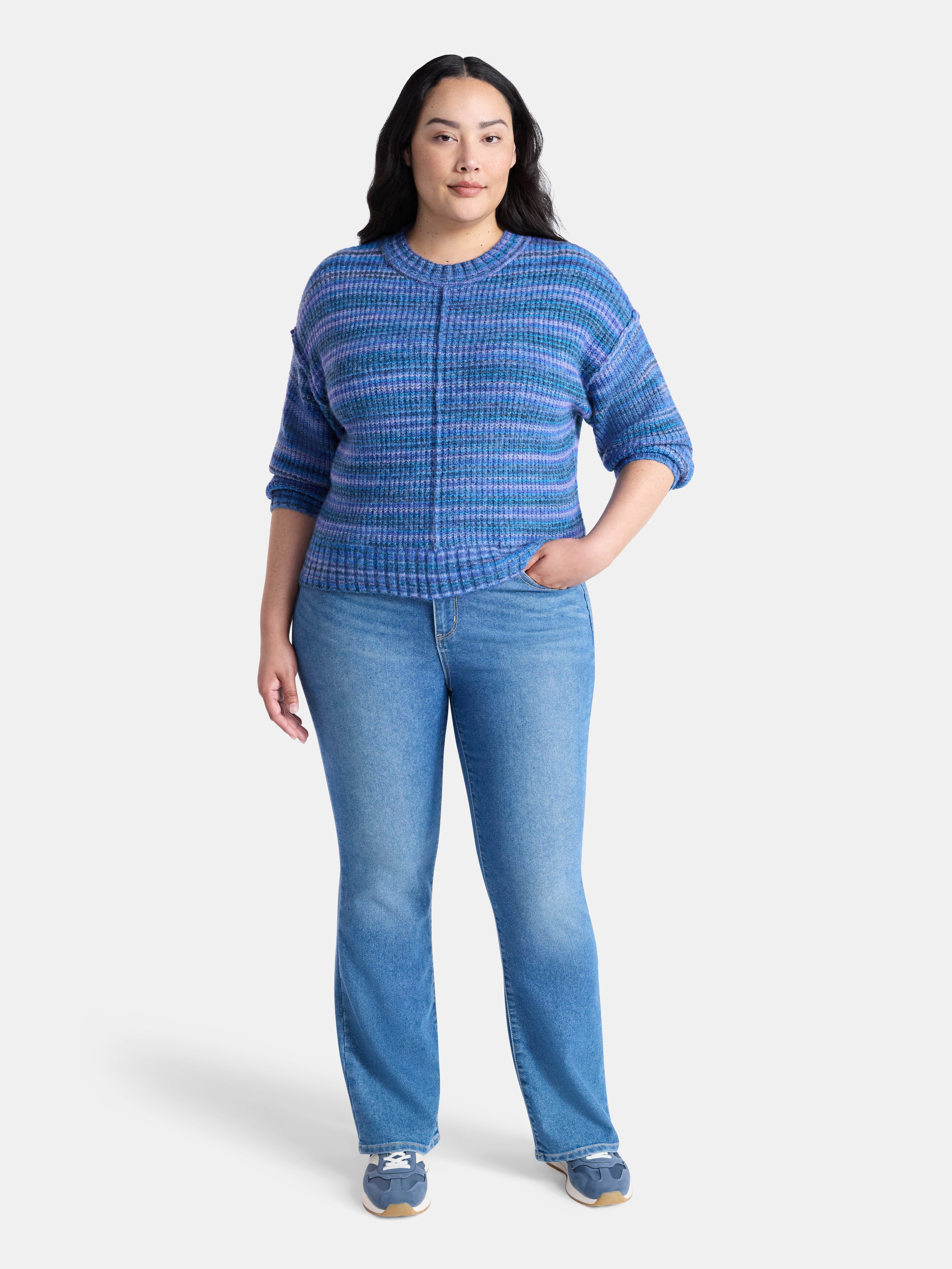 Terra & Sky Women's Plus Space Dye Sweater, Size 0X-5X