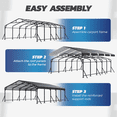 thumbnail image 2 of Mellcom Metal Carport 20'x24'，Heavy Duty Outdoor Carport with Galvanized Metal Roof and Frame for Car,RV and Trucks, 2 of 7