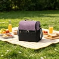 thumbnail image 4 of Dmlowu Insulated Lunch Bag, 2 Compartment Food Cooler Bag with Adjustable Crossbody Shoulder Strap, Large Capacity Lunch Box for Women Men Work Office Picnic, 4 of 6