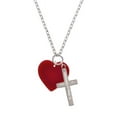 thumbnail image 2 of Delight Jewelry Acrylic 1" Maroon Heart Be Strong and Courageous Engraved Cross Zoey Necklace, 28", 2 of 4