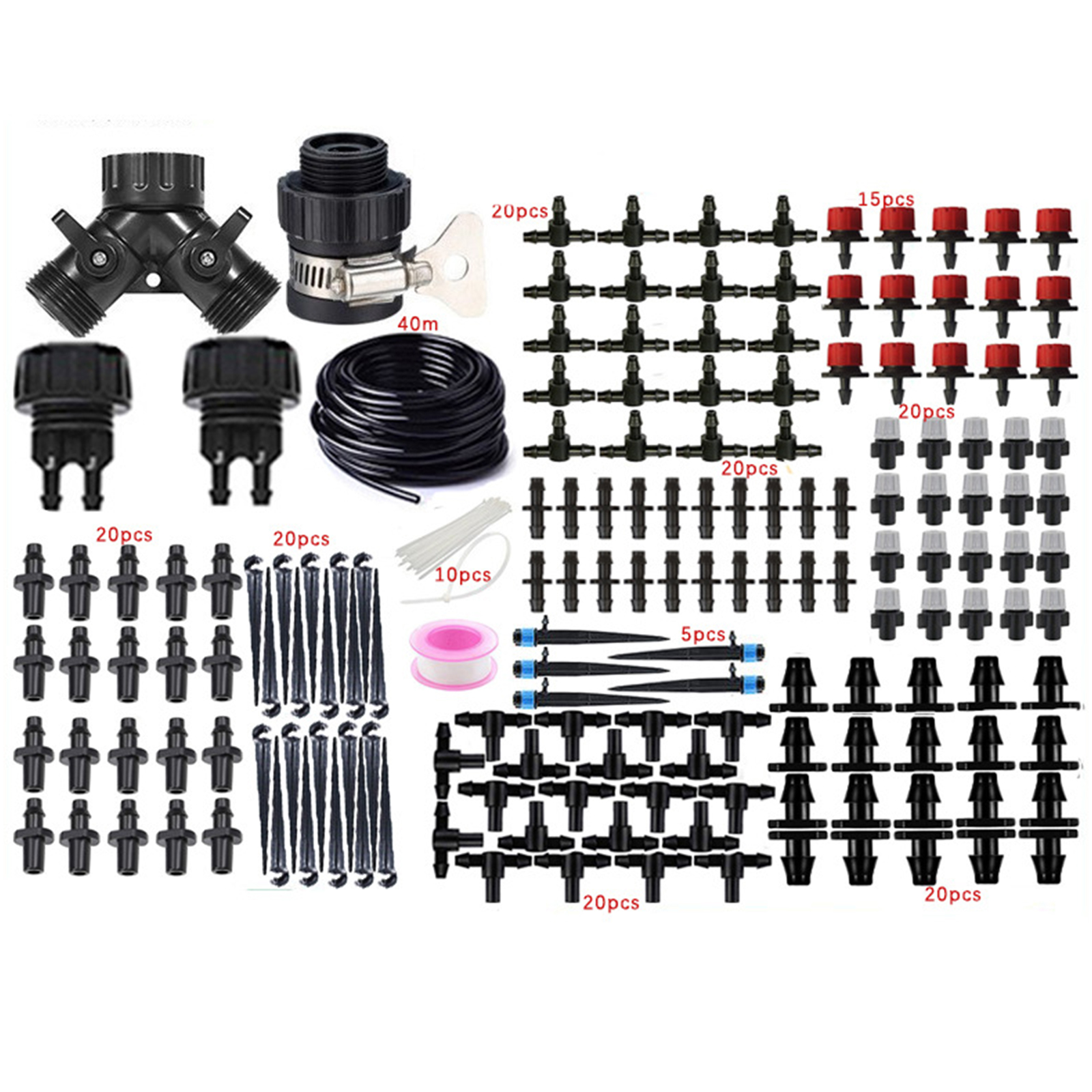 40M Drip Irrigation Systems Set 20 Adjustable Sprinklers Water Saving Gardening Greenhouse Watering Equipment With Pipes