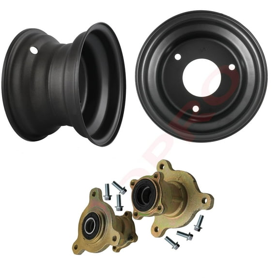 2 Pack 6 inch Wheel Rim 3 Holes with 17mm Bearing Front Wheel Rim Hubs Fits ATV Quad Buggy Go Kart Mini Bike Lawn Mower Tire 145/70-6 (Black)