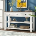 thumbnail image 2 of Rustic Console Table, 49In Long Console Table Sofa Table with 3 Drawer and 2-Tier Open Storage Shelf, Console Table for Living Room, Hallway-White, 2 of 7