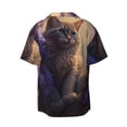 thumbnail image 2 of Fotbe Purple Flower Lazy Cat print Short Sleeve Button Down Shirts for Men Casual Summer Beach Wrinkle Free Shirt-Large, 2 of 7