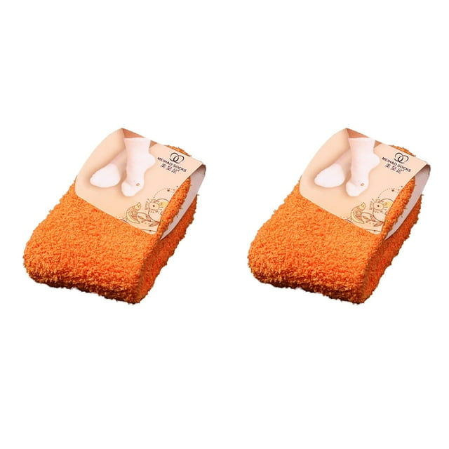 (2-Pack) Rinsvye Home Women Girls Soft Cycling Socks Bed Floor Socks Fluffy Compression Socks Pack Warm Winter Pure Color