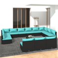 thumbnail image 1 of vidaXL 14 Piece Garden Lounge Set with Cushions Black Poly Rattan, 1 of 5