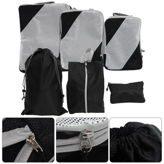 COMPUKAS Packing Cube Travel Suite Organizers Black 6Pcs