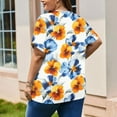 thumbnail image 5 of Blouse à Manches Courtes pour Femmes, Grande Taille, Col Rond Décontracté avec Poches Doubles, Tissu Polyester, Tenue Printemps Été, 5 of 5