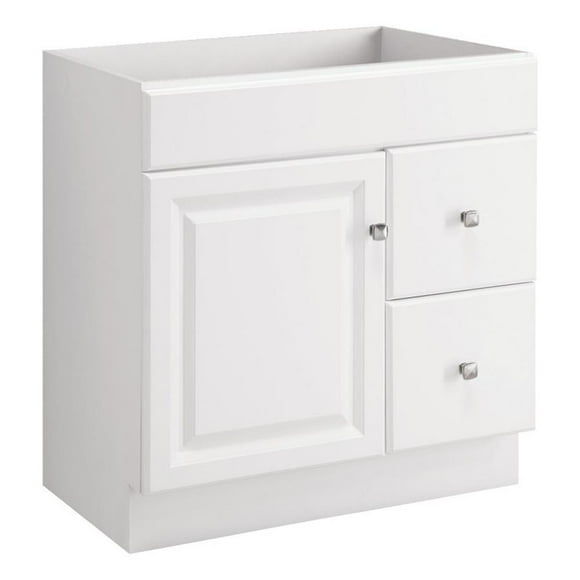 Pemberly Row Ready to Assemble Wood Vanity Cabinet Without Top in White 30-Inch