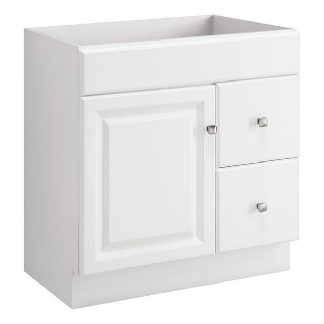 Pemberly Row Ready to Assemble Wood Vanity Cabinet Without Top in White 30-Inch