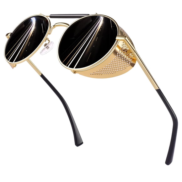 Gafas de Sol Sunier Retro Redondas Polarizadas Steampunk S92 Doradas