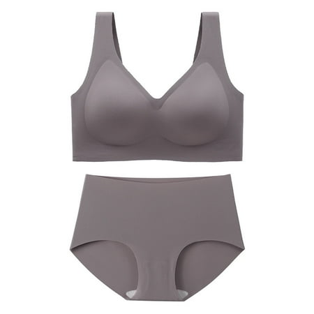Plus Size Bra and Panty Sets for Women  Full-coverage Push Up T-Shirt Wireless Bra Comfort Seamless Lingerie Underwear for Everyday and Sports