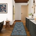 thumbnail image 1 of Washable Runner Rug 2x6 Modern Floral Print Botanical Carpet for Kitchen Soft Non Slip Laundry Bathroom Mat Low Pile Throw Rug for Living Room Bedroom, Blue, 1 of 7