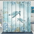 thumbnail image 4 of Sea Turtle Shower Curtain Teal Blue Ocean Beach Coastal Waterproof Fabric Bathroom Curtain ,72x72in, 4 of 8