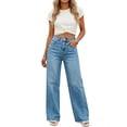 thumbnail image 4 of Karymi Sweatpants Women High Waist Wide Leg Jeans, Casual Washed Straight Leg Denim Pants with Raw Hem, Loose Fit Floor-Length Trousers with Pockets Running Shorts for Women, 4 of 8
