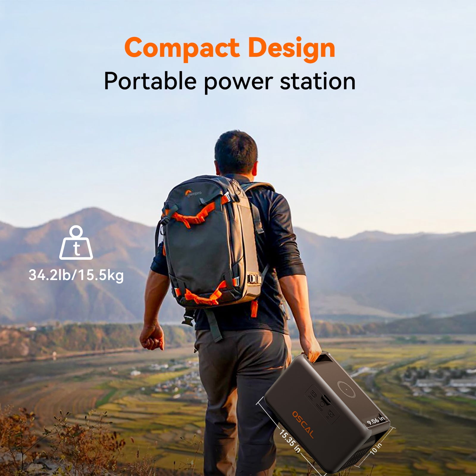 OSCAL PowerMax 1800 Solar Generator, 1024Wh LiFePO4 Battery, 1800W AC (3200W Surge), 11 Outlets, APP Control