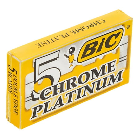 BIC Chrome Platinum Double Edge Safety Razor Blades, 5 Count + LA Cross Manicure