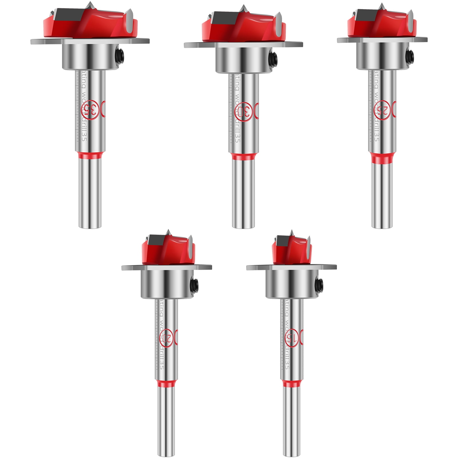 Welpettie 5pcs Forstner Drill Bit Set 1535mm, Carbide Forstner Bits