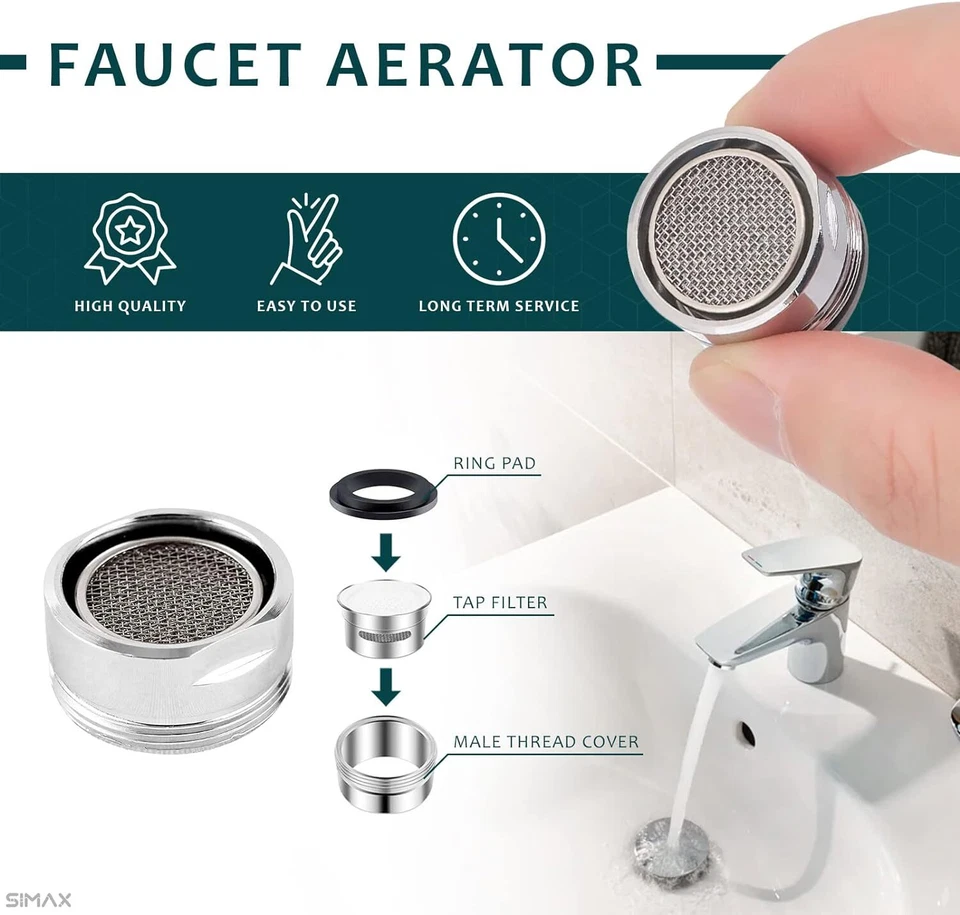 Brass Kitchen Faucet Water Aerator 4 Pack Easy Install Stylish Water Saver