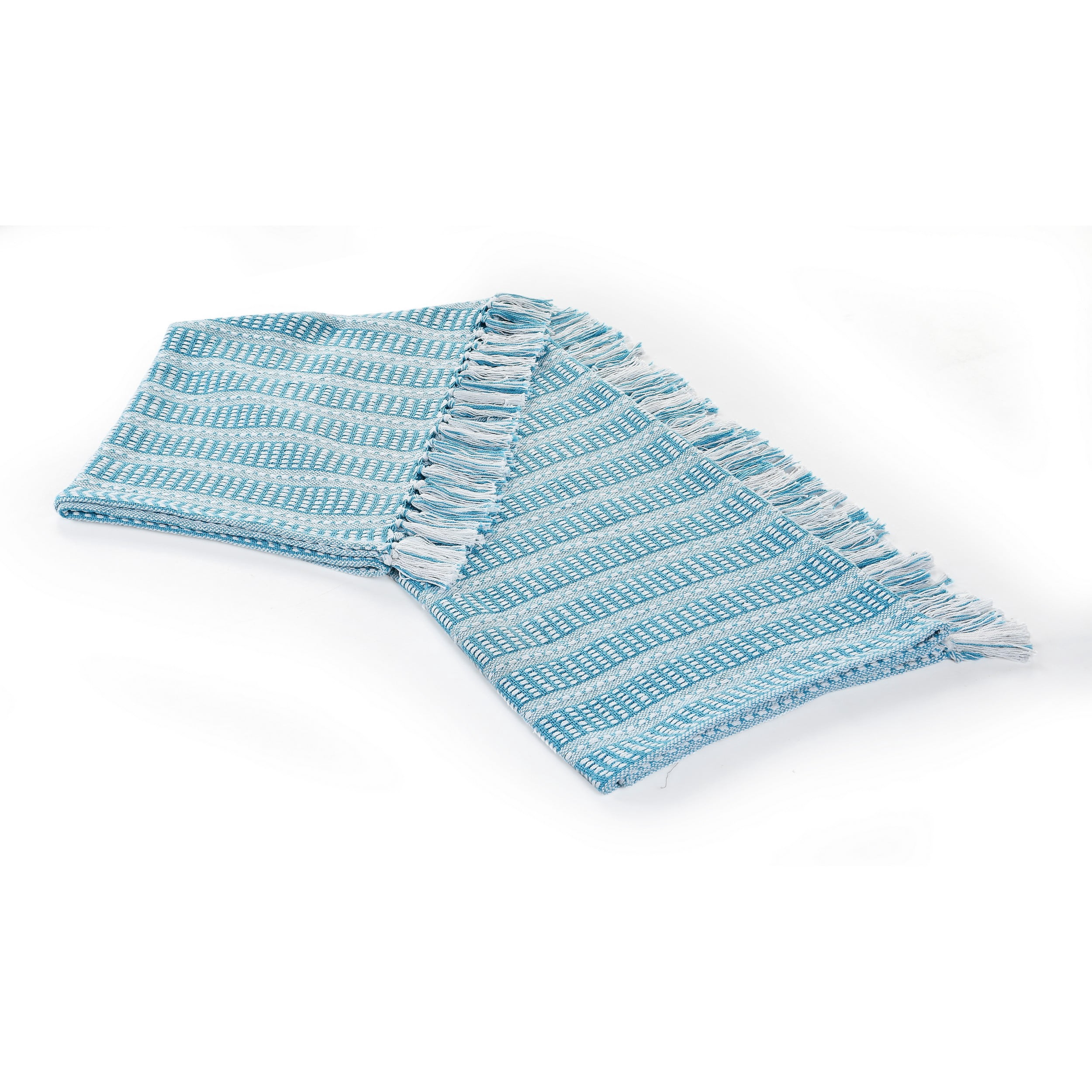 Ox Bay And Evette Rios Maui Blue Geometric Striped Adult Cotton Throw Blanket, 50" x 60"