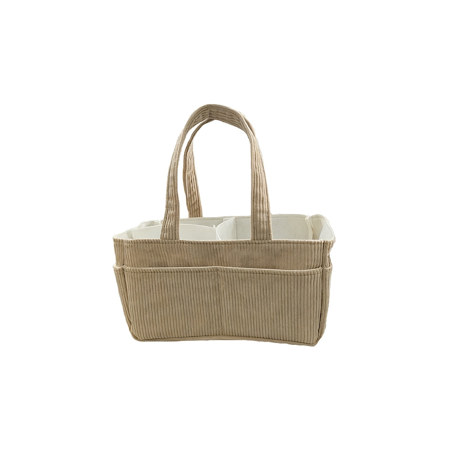 Diaper Storage Caddy, Corduroy Portable Organizer, Foldable Nursery Bin, Large Capacity Bag for Baby Shower Newborn