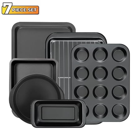 EXERAUO Bakeware Set, 7-Piece Nonstick Carbon Steel Baking Pan Sets for Kitchen