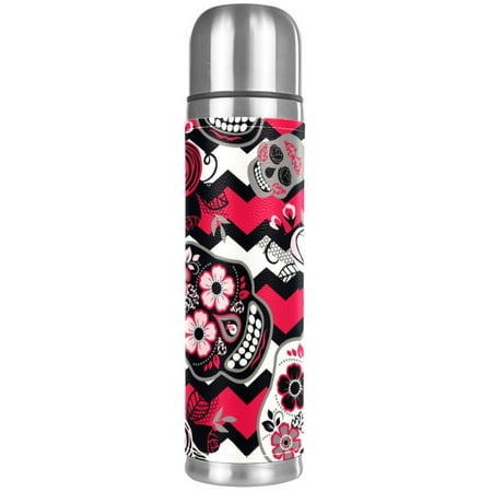 

Gothic Punk Skull Head Rose Flower Wave Pattern Premium Insulated Water Bottle - Water Mug with Food-Grade PP Vacuum Insulated Leak-proof BPA-Free