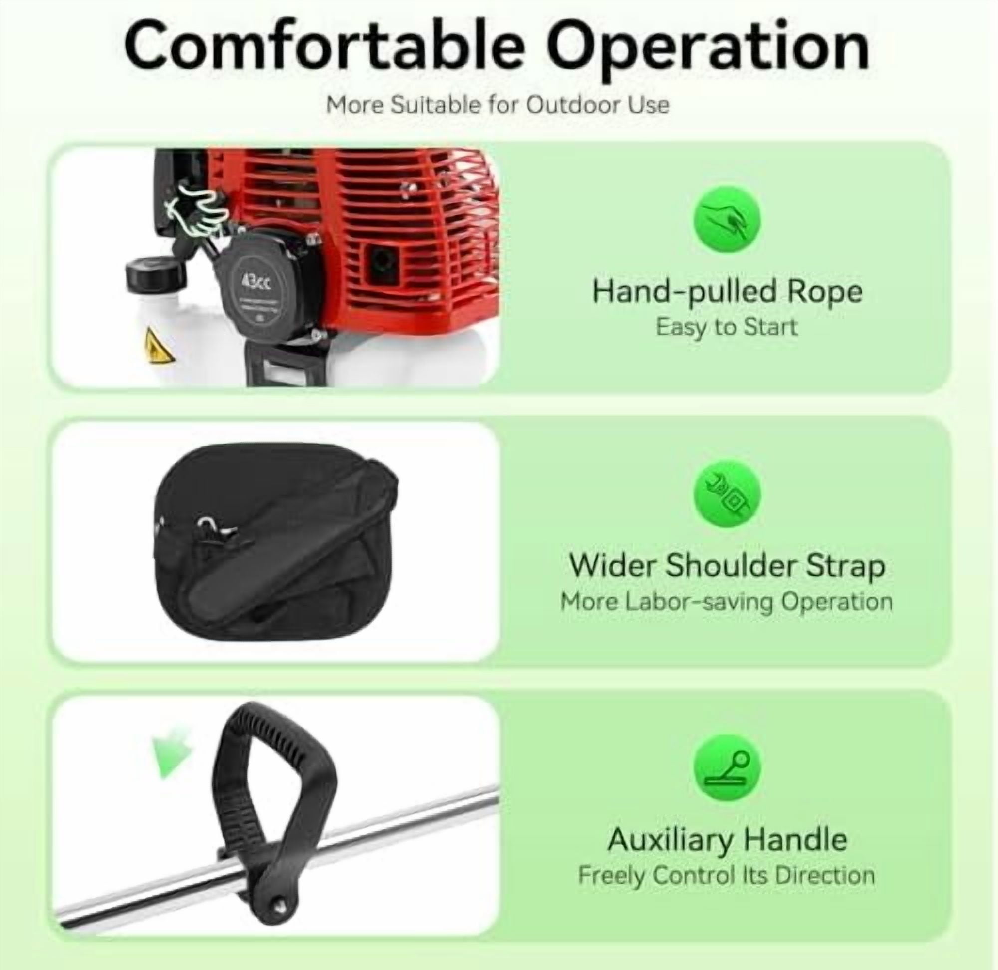 43cc Gas Weed Wacker, 2-Stroke String Trimmer/Edger Single Cylinder Air Cooled Engine with Heavy Duty Straight Shaft Lawn Mower Strings for Home Lawn Orchard Tea Garden Mowing$$Garden & Patio