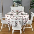 thumbnail image 2 of Pink Christmas Tree Pattern Round Tablecloth 60"x60",Wrinkle Wipeable Table Cloth for Kitchen Dining Room Picnic Patio Party, 2 of 6