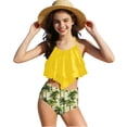 thumbnail image 2 of BRGZLK Girl's Tankini Swimsuits Summer Fashion Solid Color Tiered Flounce Tank Top Tummy Control Floral Modest Swimwear High Waisted Bikini Suit Two Piece Swimsuit Set Yellow A 11-12 Years, 2 of 5