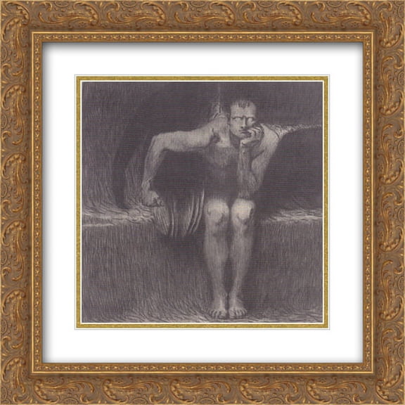Franz Stuck 2x Matted 20x22 Gold Ornate Framed Art Print 'Lucifer'