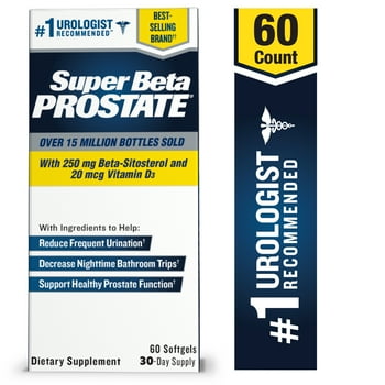 Super Beta Prostate  Over 15 Million Bottles Sold  Urologist Recommended Prostate Supplement for Men - Reduce Bathroom Trips Night, Promote  & Bladder Emptying, Beta Sitosterol, 60 CT, Softgels