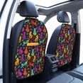 thumbnail image 3 of Xecao Colorful Cats Pattern Car Seat Back Protector 2 Pack Large Capacity Pocket, Kick Mats Back Seat Protector, 3 of 8