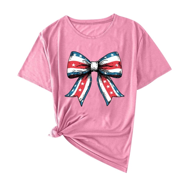 Camisas de Manga Corta para las Mujeres Moda Casual Impresión Cuello Redondo Suéter Tee Blusas
