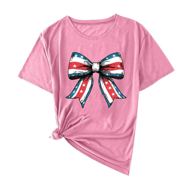 Camisas de Manga Corta para las Mujeres Moda Casual Impresión Cuello Redondo Suéter Tee Blusas