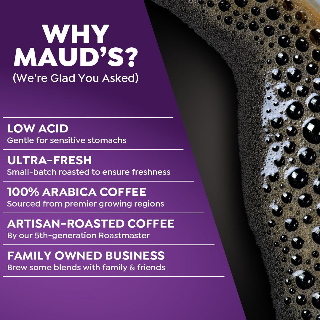 Maud's Half Caff Coffee Pods Variety Pack, 48 ct, 6 Assorted Flavors, Medium Roast Coffee in Single Serve Pods – 100% Arabica Coffee, Compatible with Keurig K Cups Maker
