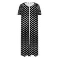 thumbnail image 5 of Fartey Heart Print Short Sleeve Nightgown for Women Zipper Front Robes Soft Lightweight Crew Neck Long Nightdress Loose Flowy Full Length Loungewear with Pockets Black M, 5 of 8