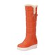 thumbnail image 2 of Botas de mujer con hebilla de cinturón, forro polar grueso, plataforma sin cordones, tacones medios, Color sólido, botas de nieve cálidas hasta la rodilla para invierno Wmkox8yii shkj790, 2 of 7