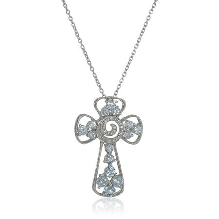 925 Sterling Silver Diamond,Sky Blue Topaz Pendant