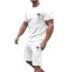 thumbnail image 1 of Conjunto de Sudadores de Hombres Impresión Casual Deportes de Manga Corta Cuello Redondo, Traje de Deporte de 2 Piezas con Pantalones de Corredores de Cintura Elástica, 1 of 4