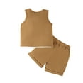 thumbnail image 5 of Atogsazn Toddler Boy Clothes Baby Boys Cute Sleeveless Patchwork Sweatshirt Tops Pants Outfit Set 2Pcs Set Brown 18-24 Months on Clearance, 5 of 9
