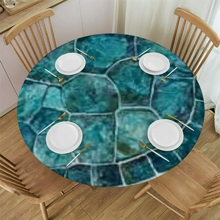 

Sheronv Turtle Sea Starfish Round Tablecloth Stain Resistant Washable Indoor Outdoor Kitchen Dining Wedding Parties 100% Polyester Elastic Edge 31 -35