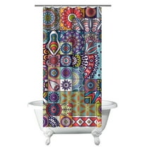 Small Stall Narrow Shower Curtain 36"W x 72"L – Tropical Bohemian Leaves, Mid-Century Abstract Boho Botanical Bathroom Decor, Vintage Floral Palm Leaf Pattern, Rustic Tribal Folk Style