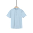 thumbnail image 6 of Men's Big and Tall Henley T-Shirts, Short Sleeve Pocket Waffle Knit Loose Fit Shirt Summer Oversized Button Tee Big and Tall Size S-3XL Light Blue, 6 of 9